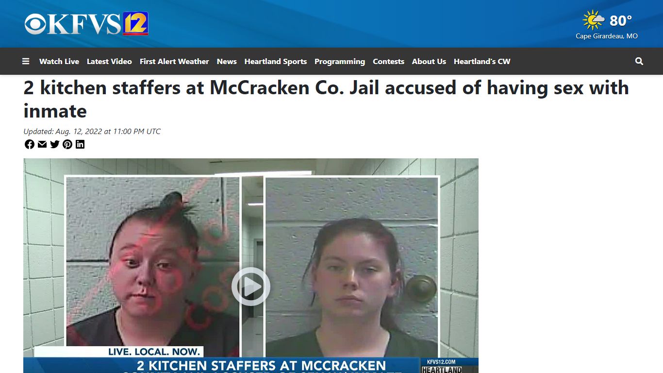 2 kitchen staffers at McCracken Co. Jail accused of having sex with inmate