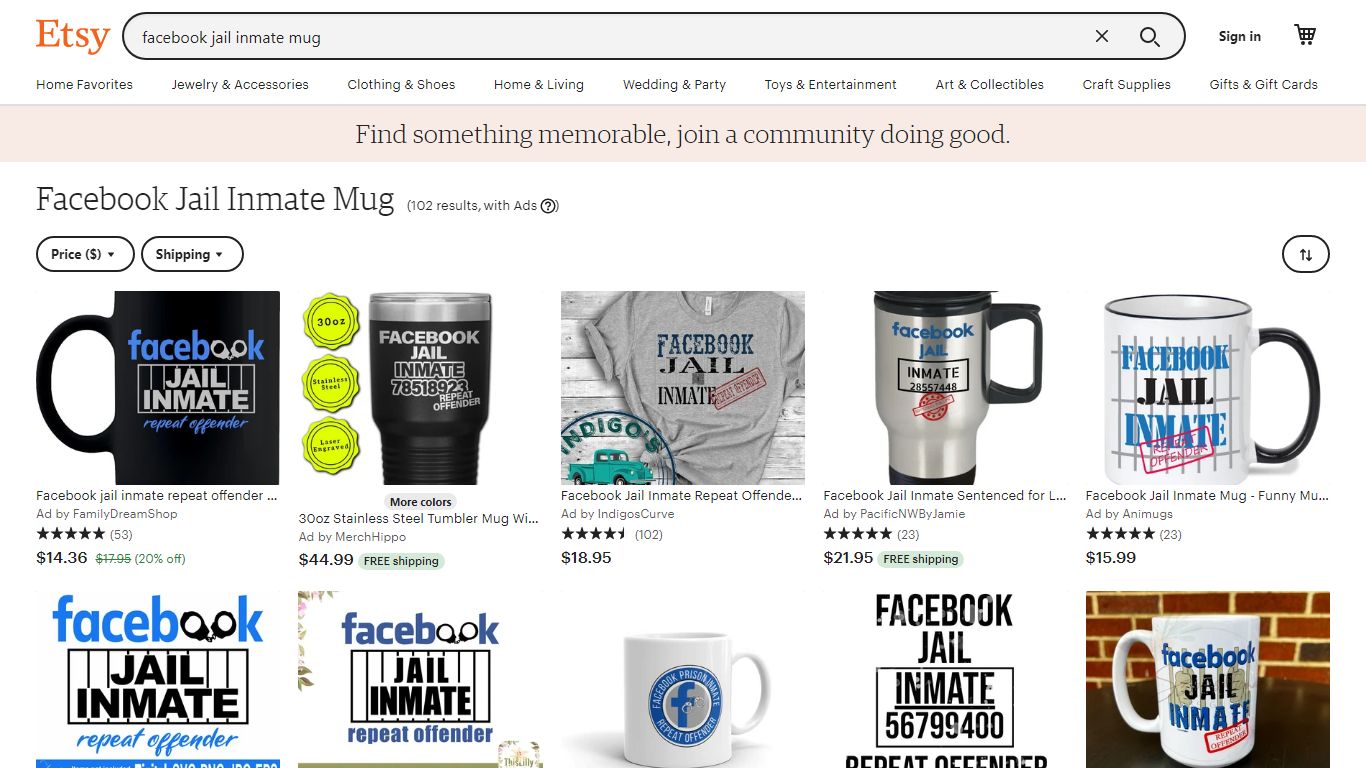 Facebook Jail Inmate Mug | Etsy
