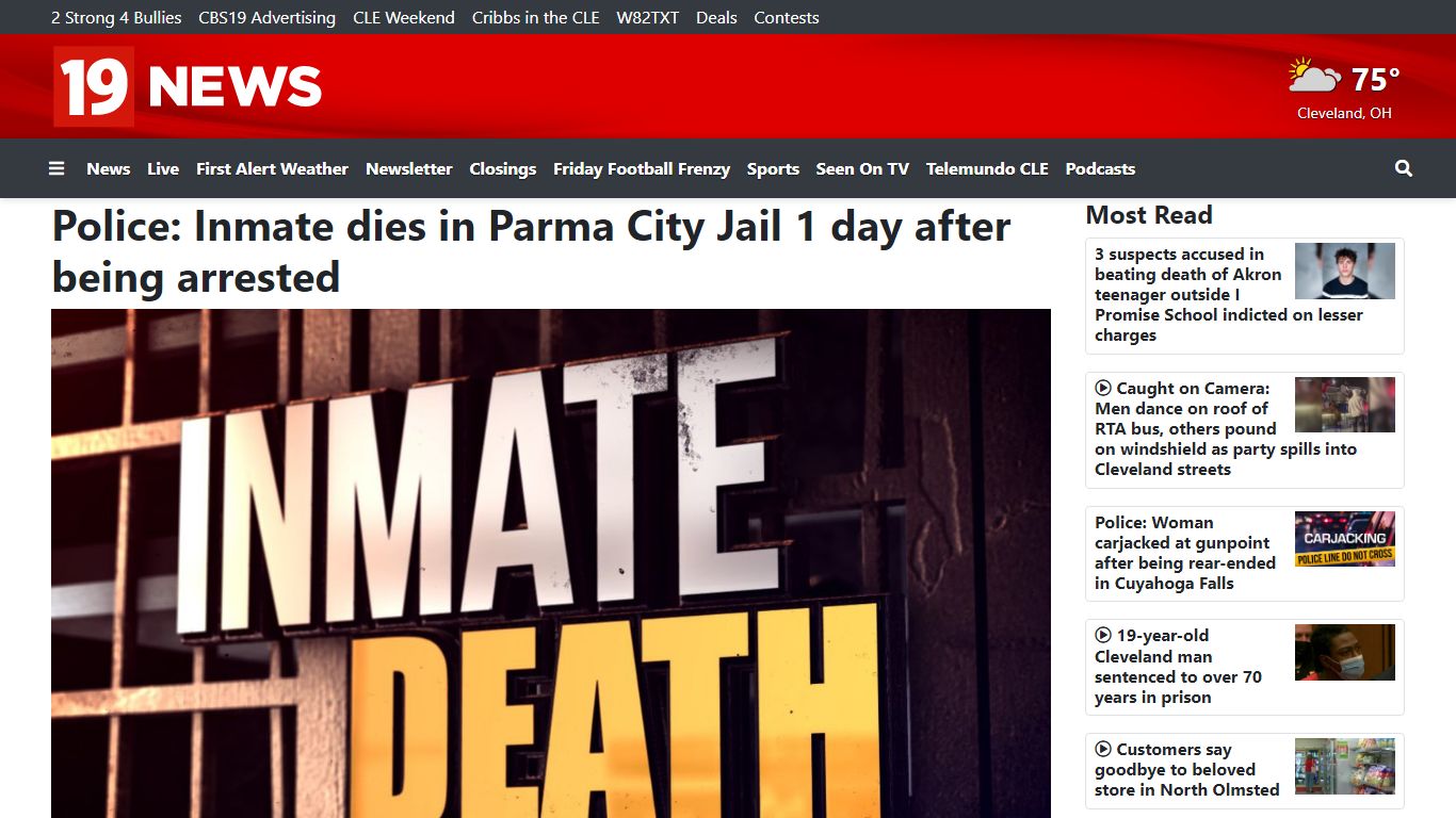 Police: Inmate dies in Parma City Jail 1 day after being arrested